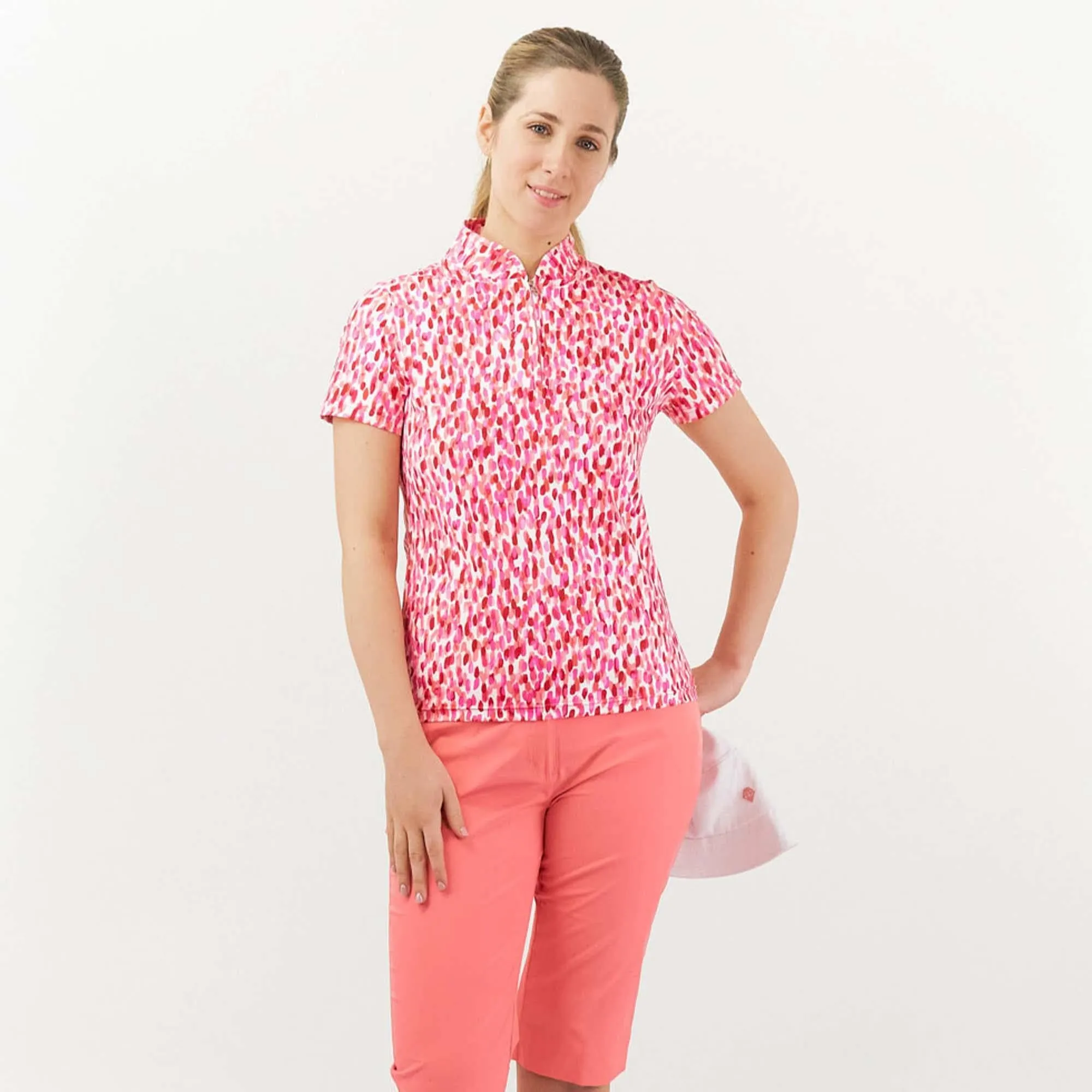 Pure Golf Ellen Ladies Golf Polo Shirt Petal Polka