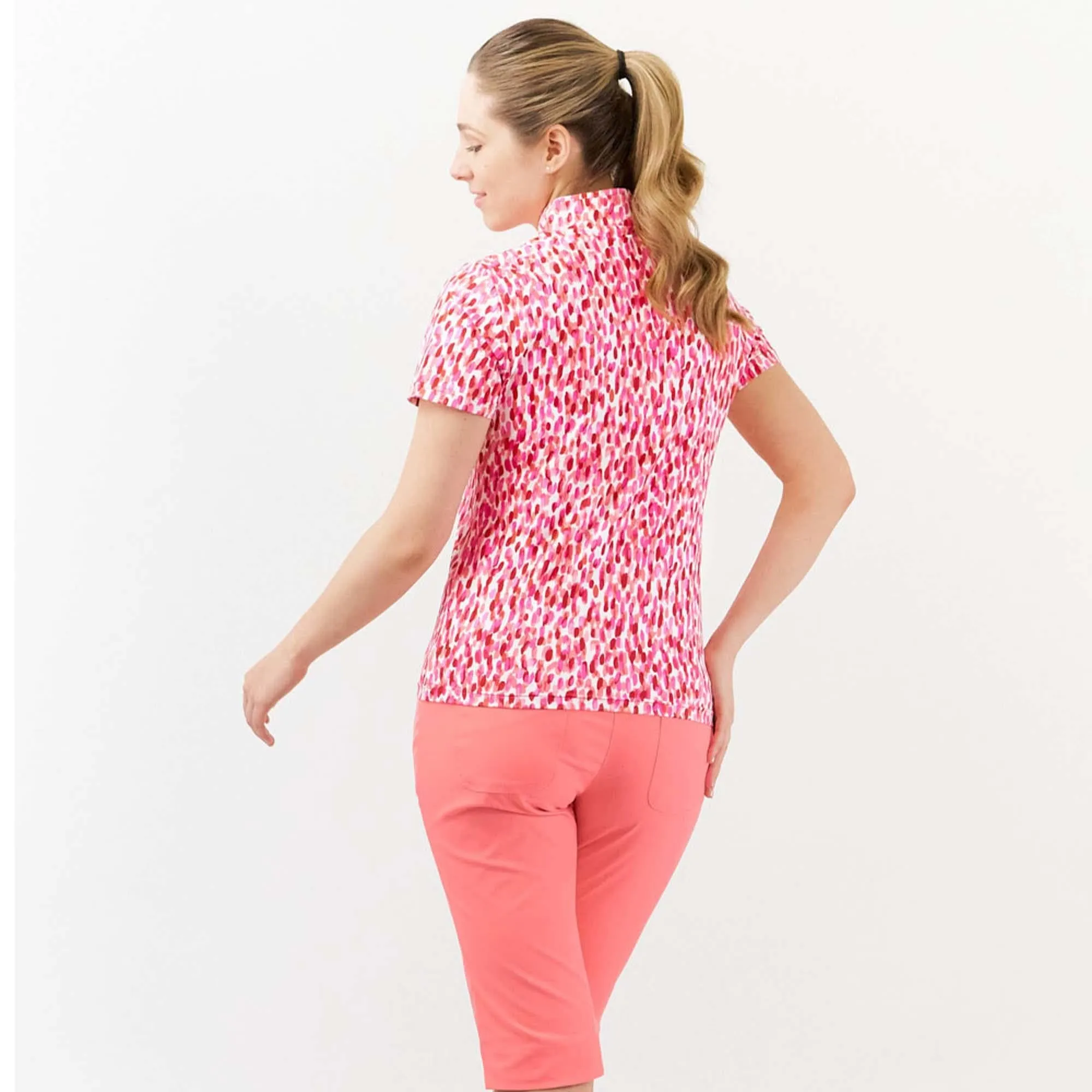 Pure Golf Ellen Ladies Golf Polo Shirt Petal Polka