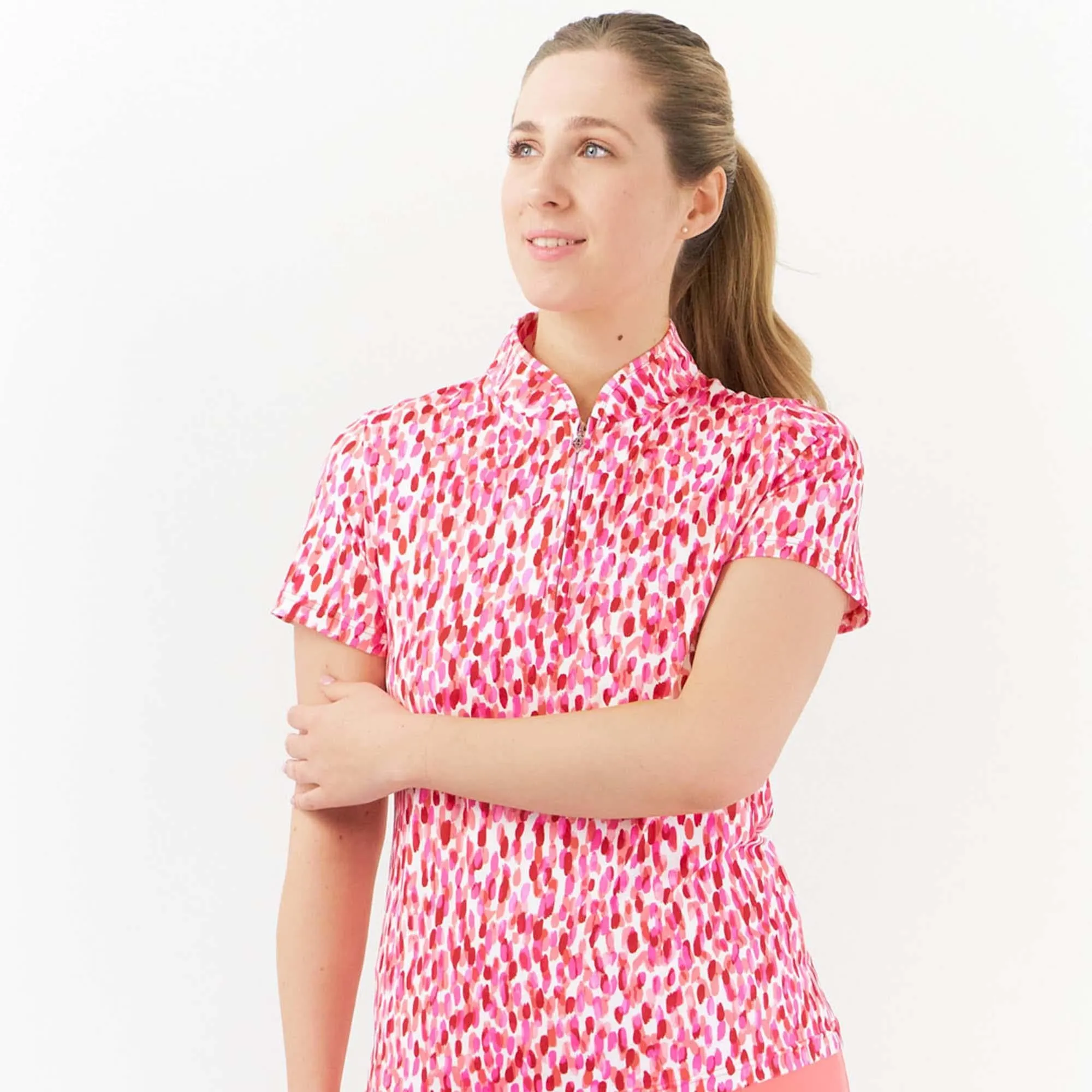 Pure Golf Ellen Ladies Golf Polo Shirt Petal Polka