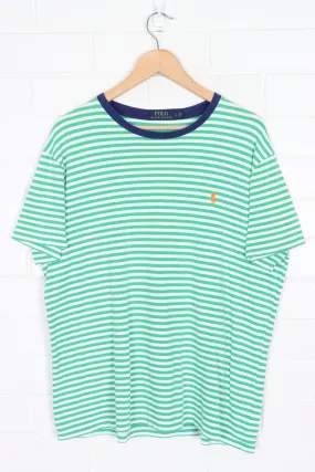 RALPH LAUREN POLO Green Striped Single Stitch T-Shirt (L)