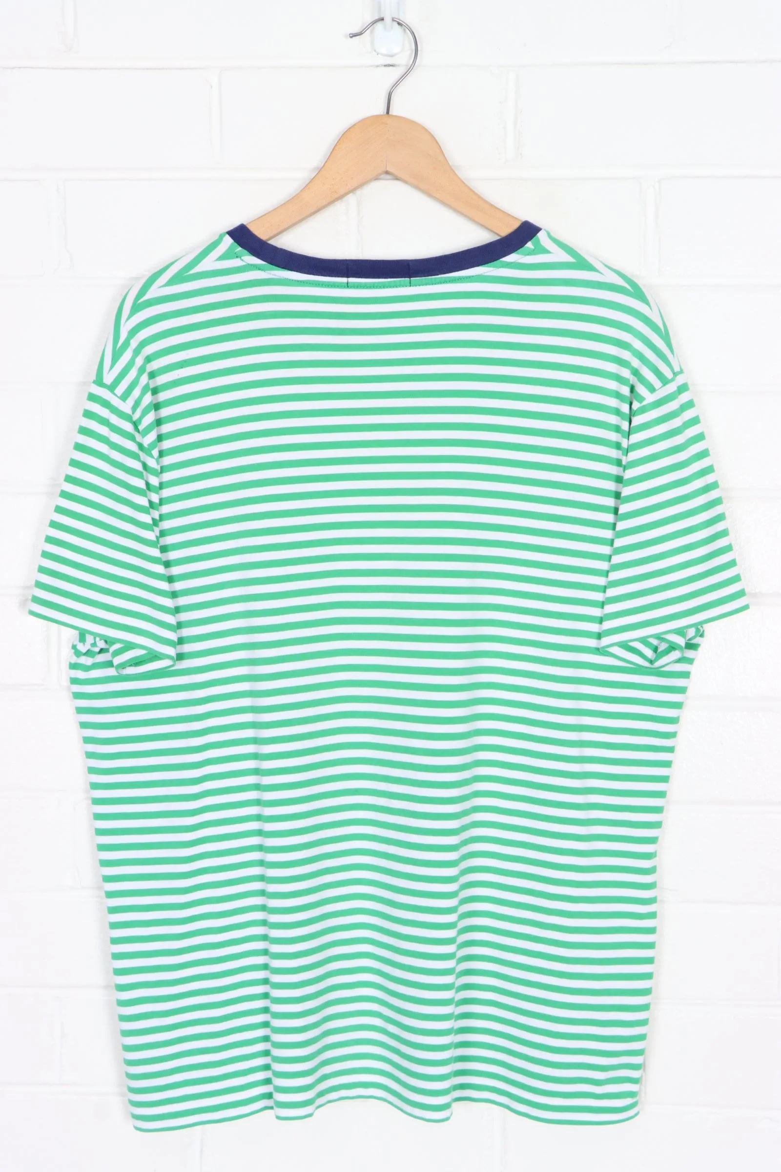 RALPH LAUREN POLO Green Striped Single Stitch T-Shirt (L)