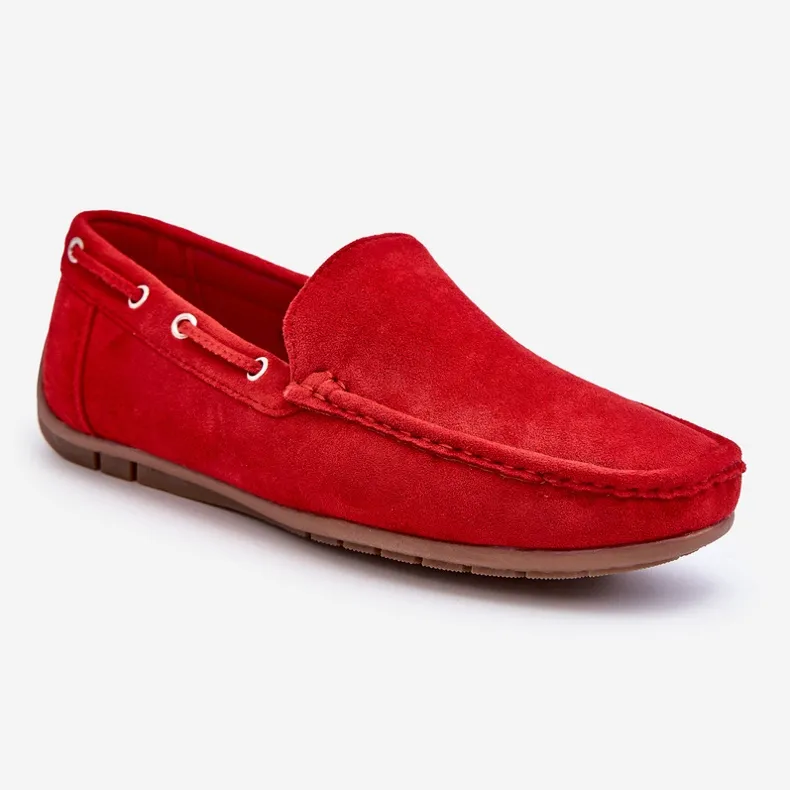 Rayan Red Men's Suede Slip-on Loafers