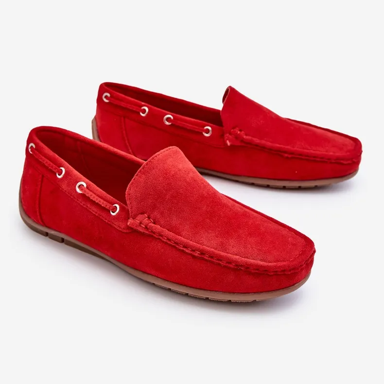 Rayan Red Men's Suede Slip-on Loafers