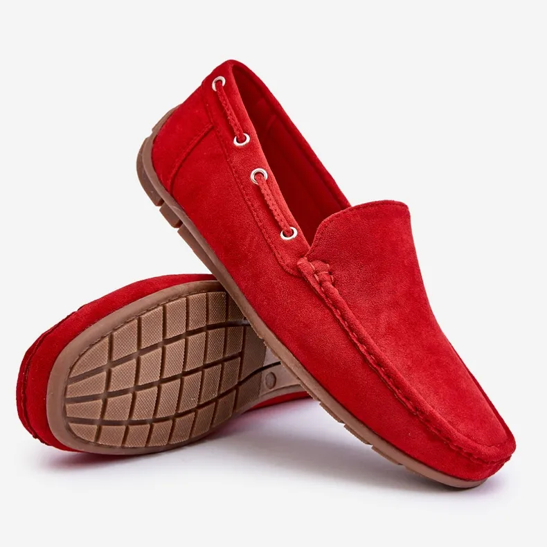 Rayan Red Men's Suede Slip-on Loafers