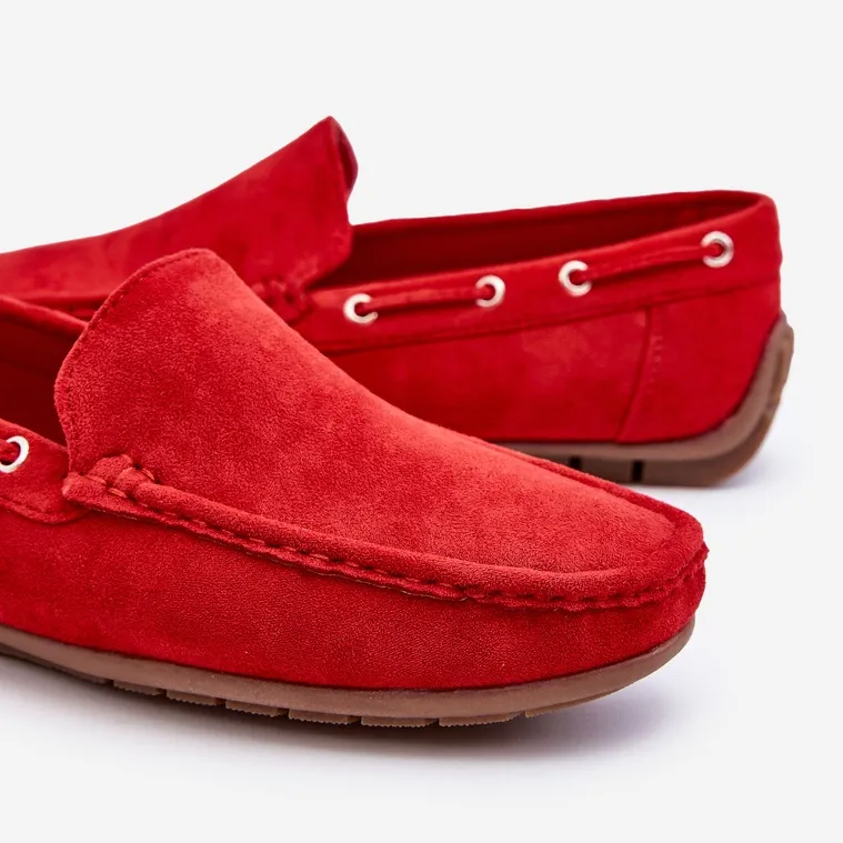 Rayan Red Men's Suede Slip-on Loafers