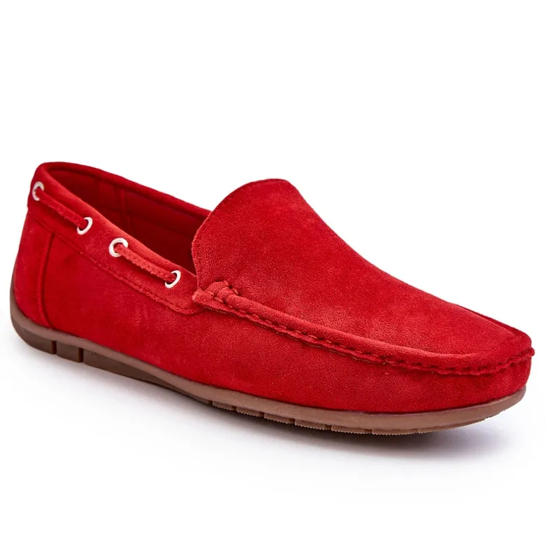 Rayan Red Men's Suede Slip-on Loafers