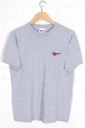 REEBOK Embroidered Red Logo Casual Grey Marle T-Shirt (M)