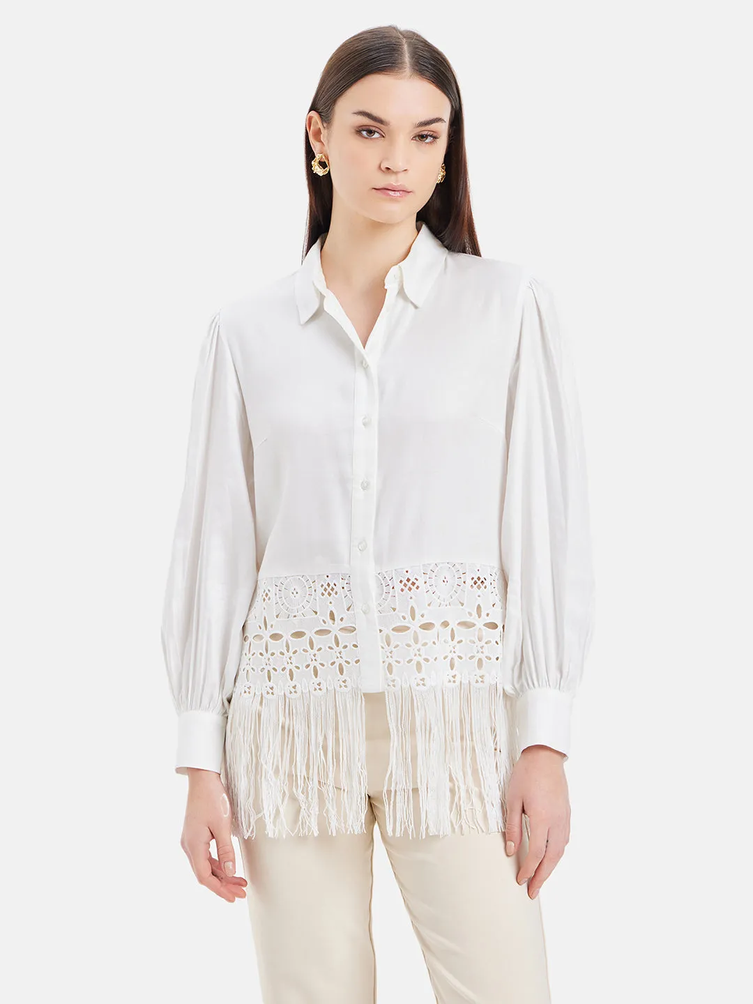 Roman Full Sleeves Fringed Shirt