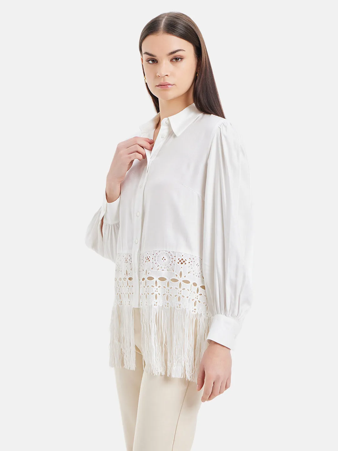 Roman Full Sleeves Fringed Shirt