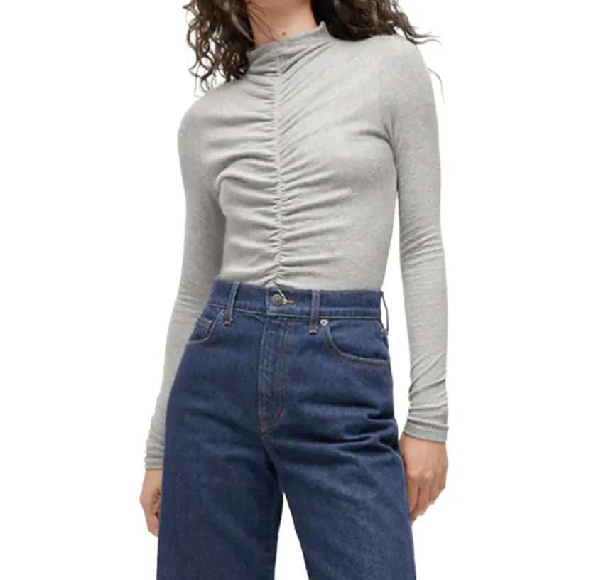 Ruched Front Long Sleeve Top Heather