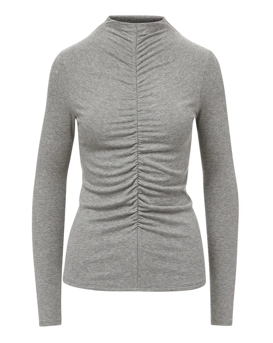 Ruched Front Long Sleeve Top Heather