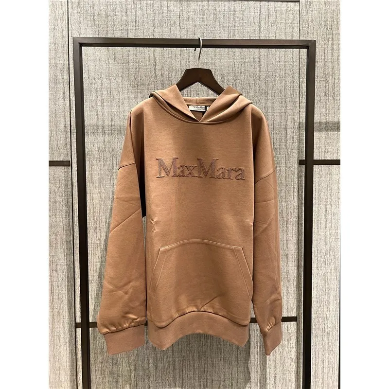 S Max Mara  |Long Sleeves Plain Logo Hoodies & Sweatshirts