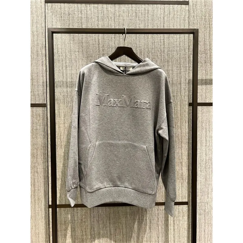 S Max Mara  |Long Sleeves Plain Logo Hoodies & Sweatshirts