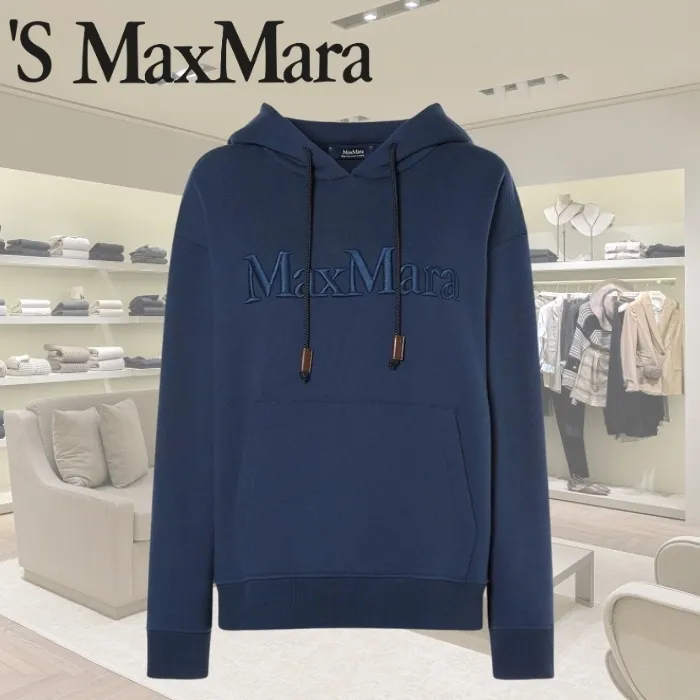 S Max Mara  |Sweat Plain Cotton Logo Hoodies & Sweatshirts