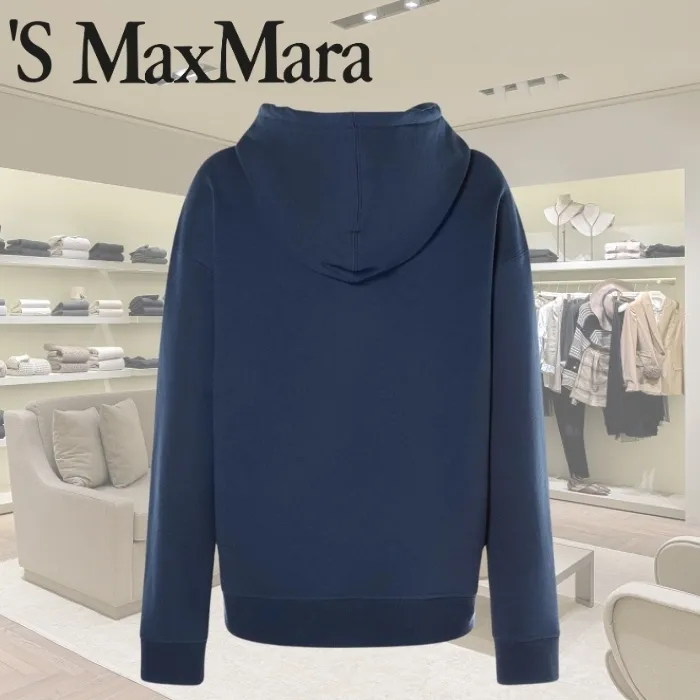 S Max Mara  |Sweat Plain Cotton Logo Hoodies & Sweatshirts