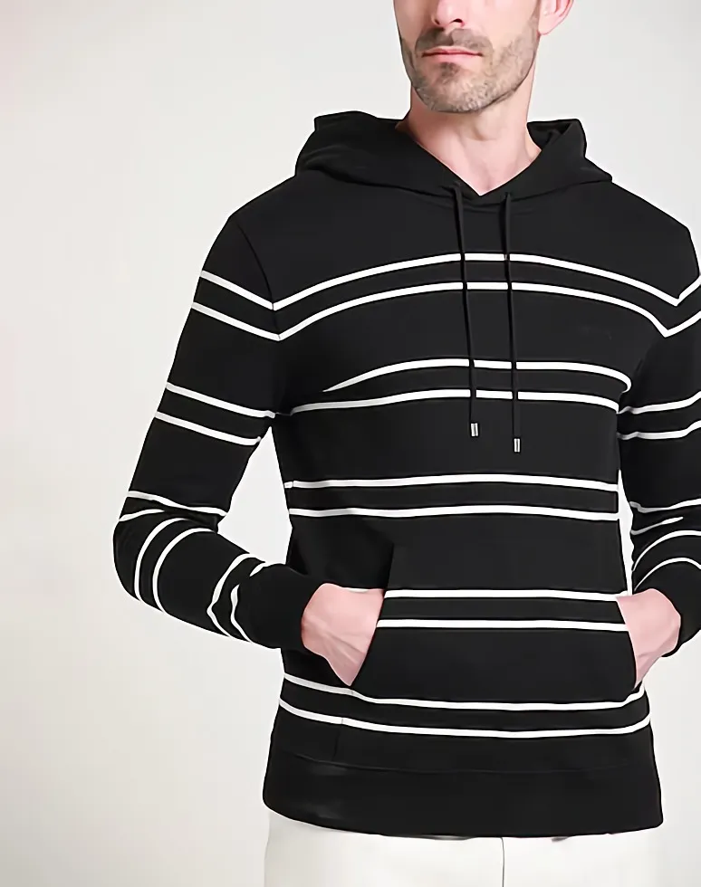 Saint Laurent  |Stripes Sweat Long Sleeves Cotton Logo Luxury Hoodies