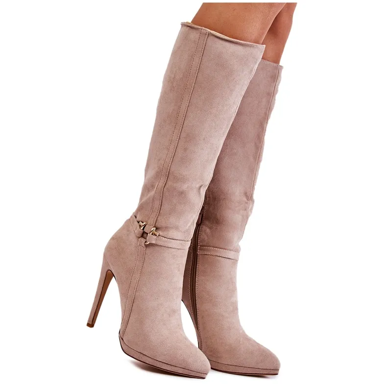 Seastar Classic Suede Heel Boots Beige Linney