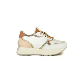 SNEAKERS DONNA IN PELLE CON GIOIELLO, BIANCO