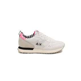 SNEAKERS DONNA IN PELLE E TESSUTO, BIANCO