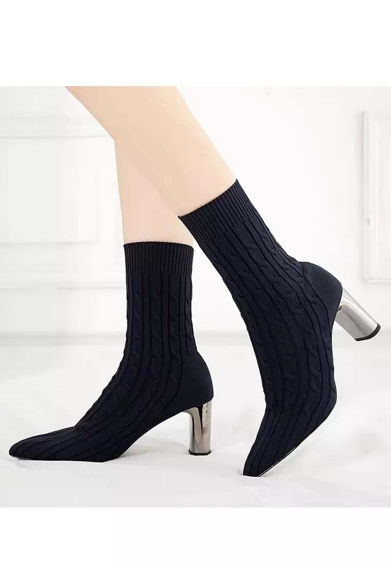 Socking Metallic Heel Boots 6619