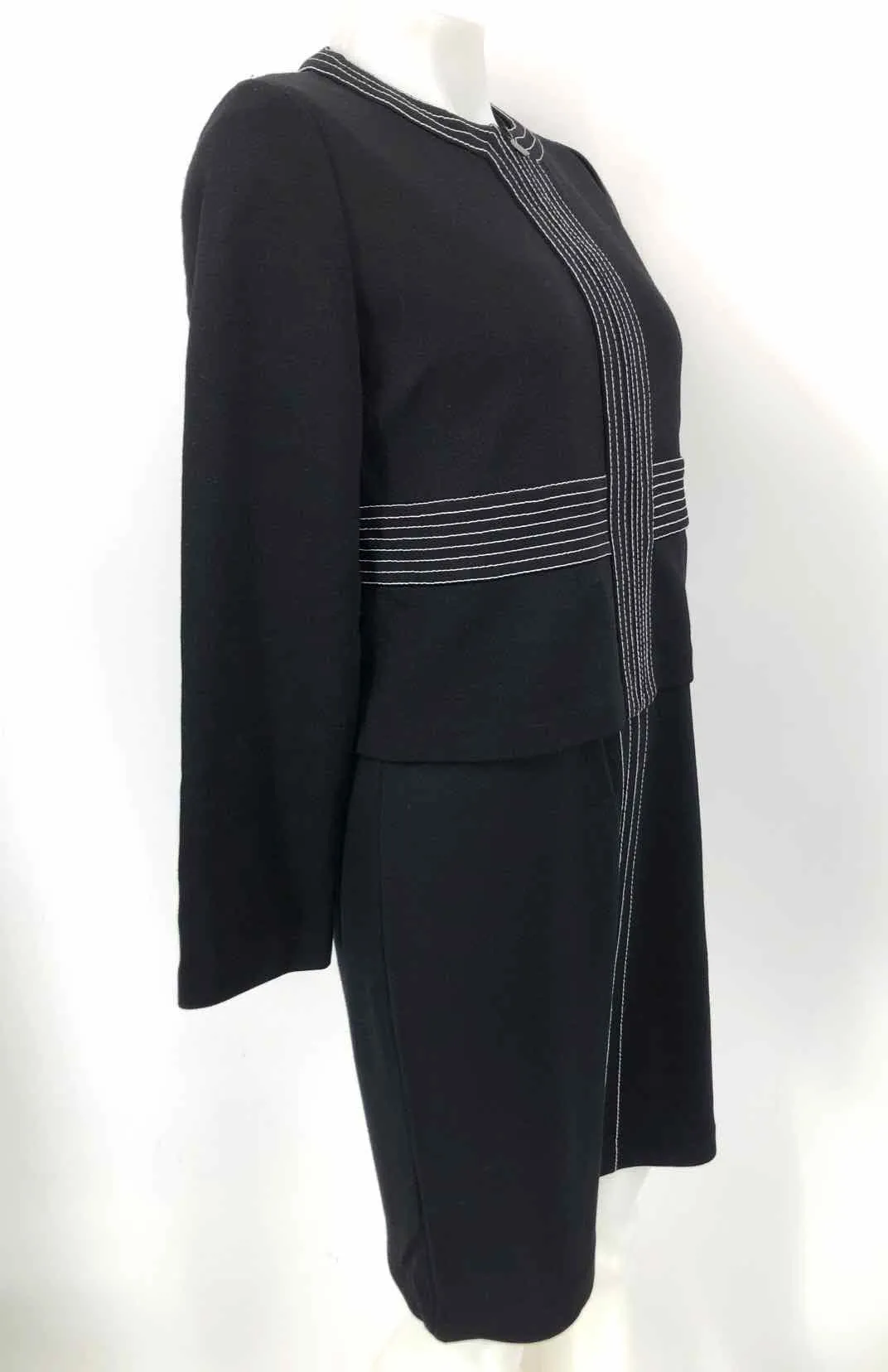 ST. JOHN Black White Jacket & Dress Size 4  (S) 2PC Set