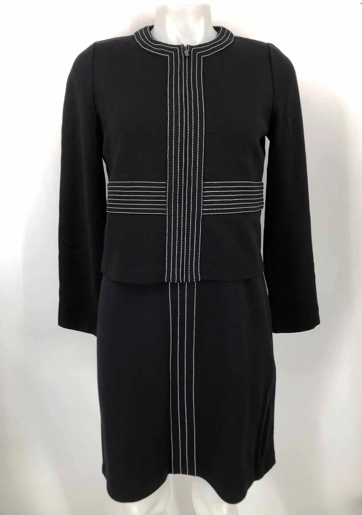 ST. JOHN Black White Jacket & Dress Size 4  (S) 2PC Set