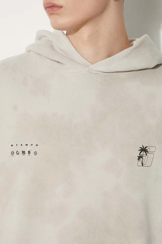 STAMPD cotton sweatshirt Transit Tie Dye men's beige color hooded with a print SLA-M3333HD-STD