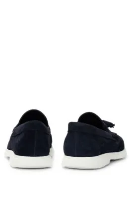 Suede slip-on loafers with tassel trim