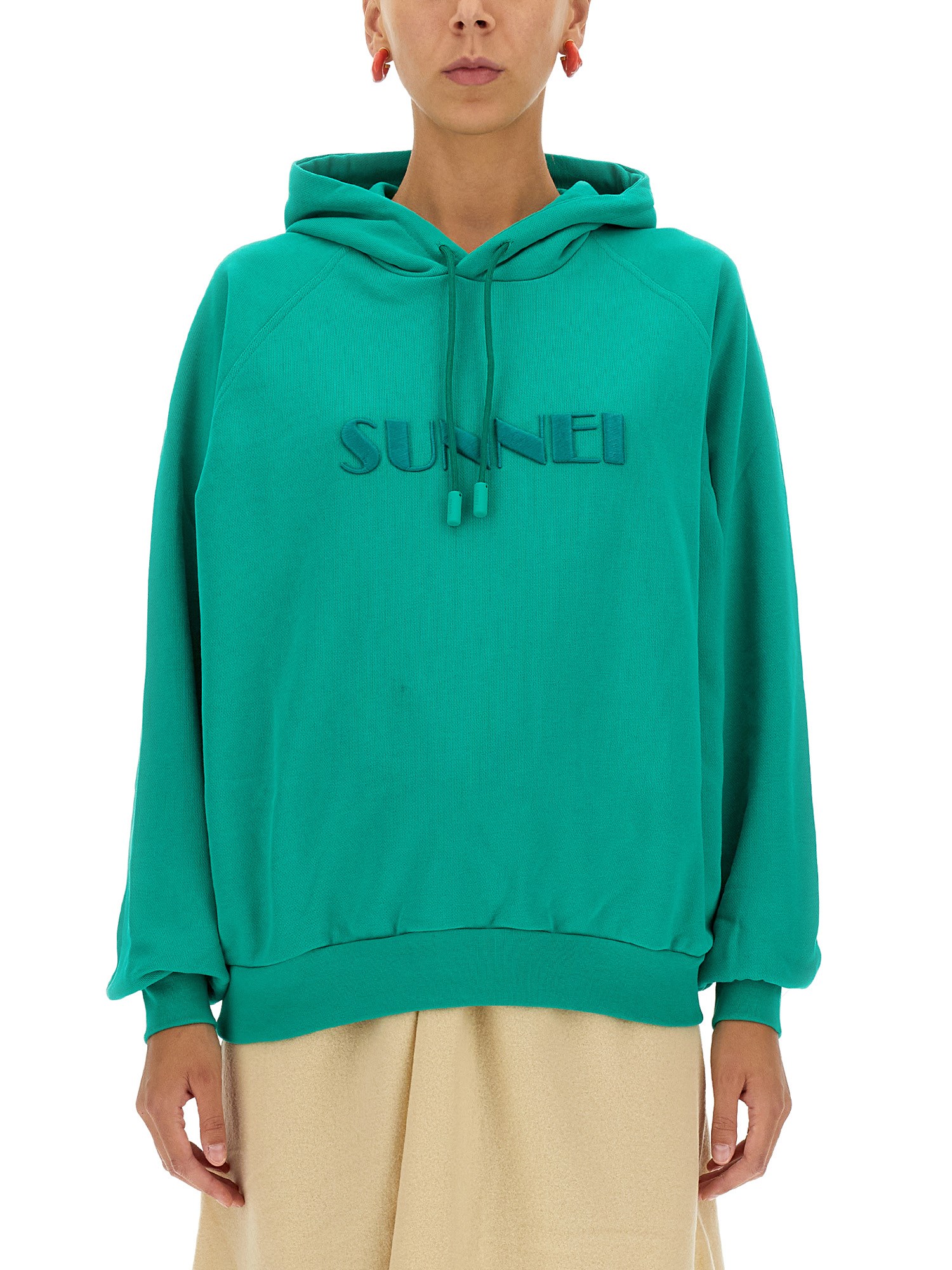 SUNNEI    COTTON SWEATSHIRT WITH LOGO EMBROIDERY