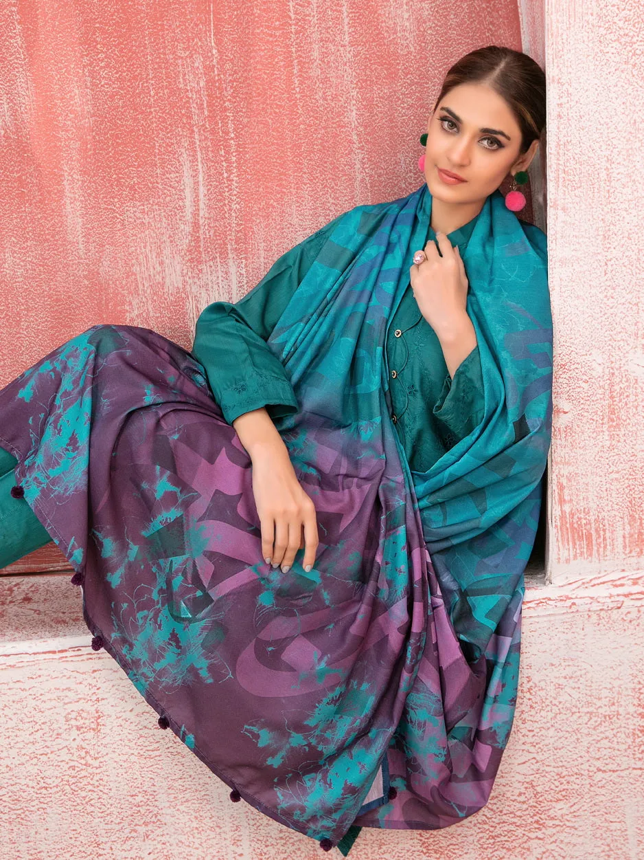 Tawakkal Fabrics Haneen Embroidered Schiffli Viscose 3Pc Suit D-9413