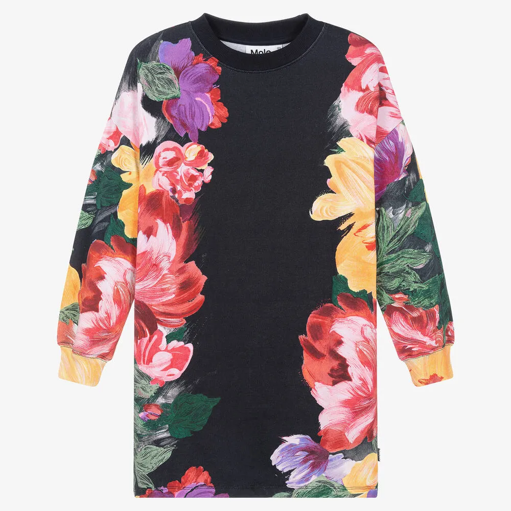 Teen Girls Floral Cotton Sweatshirt Dress