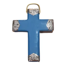 Thalassa Blue ceramic metal wall cross