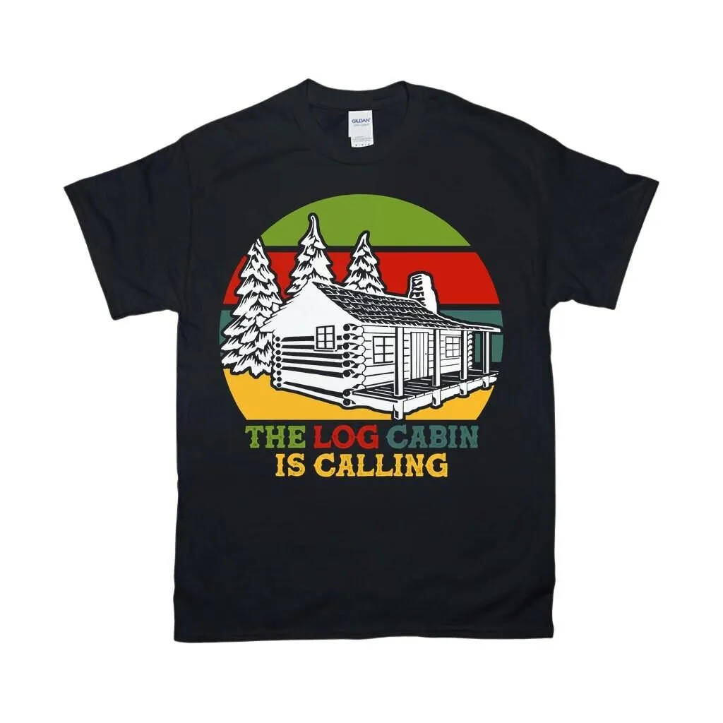 The Log Cabin Is Calling | Retro Sunset ,Cabin Fever| Climbing | Hiking | Camping | Outdoors  Camper | Log Cabin |Cabin Is Calli