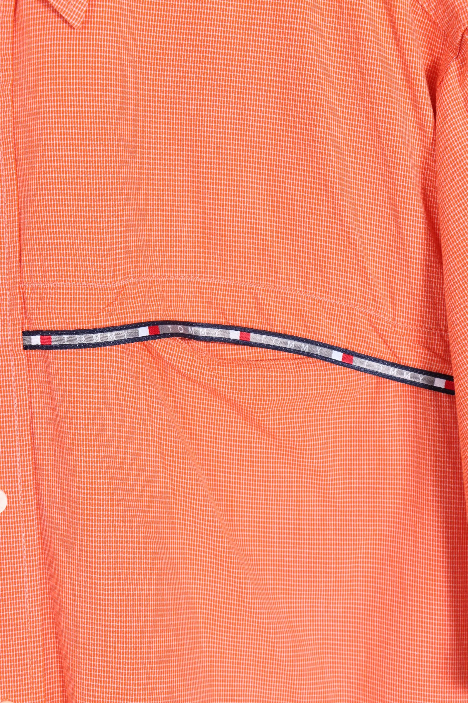 TOMMY HILFIGER Box Logo Pocket Detail Orange Short Sleeve Shirt (XL)