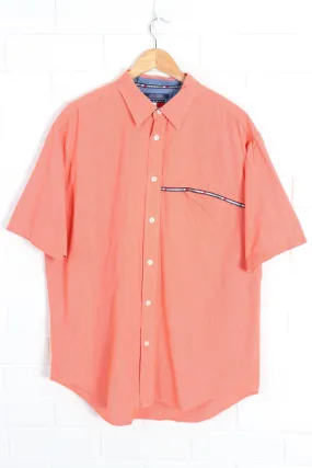 TOMMY HILFIGER Box Logo Pocket Detail Orange Short Sleeve Shirt (XL)