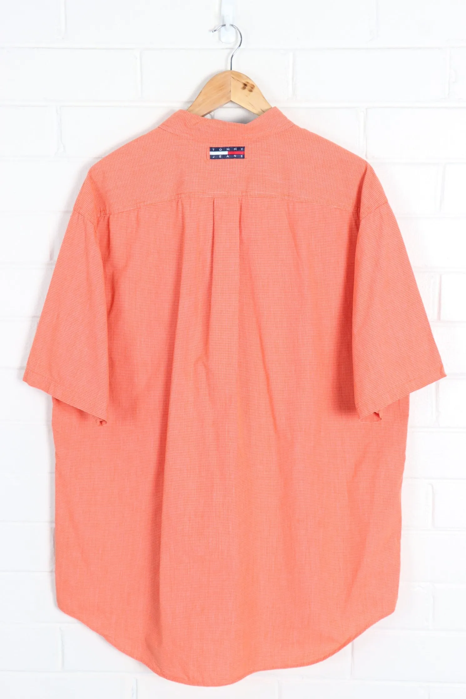 TOMMY HILFIGER Box Logo Pocket Detail Orange Short Sleeve Shirt (XL)