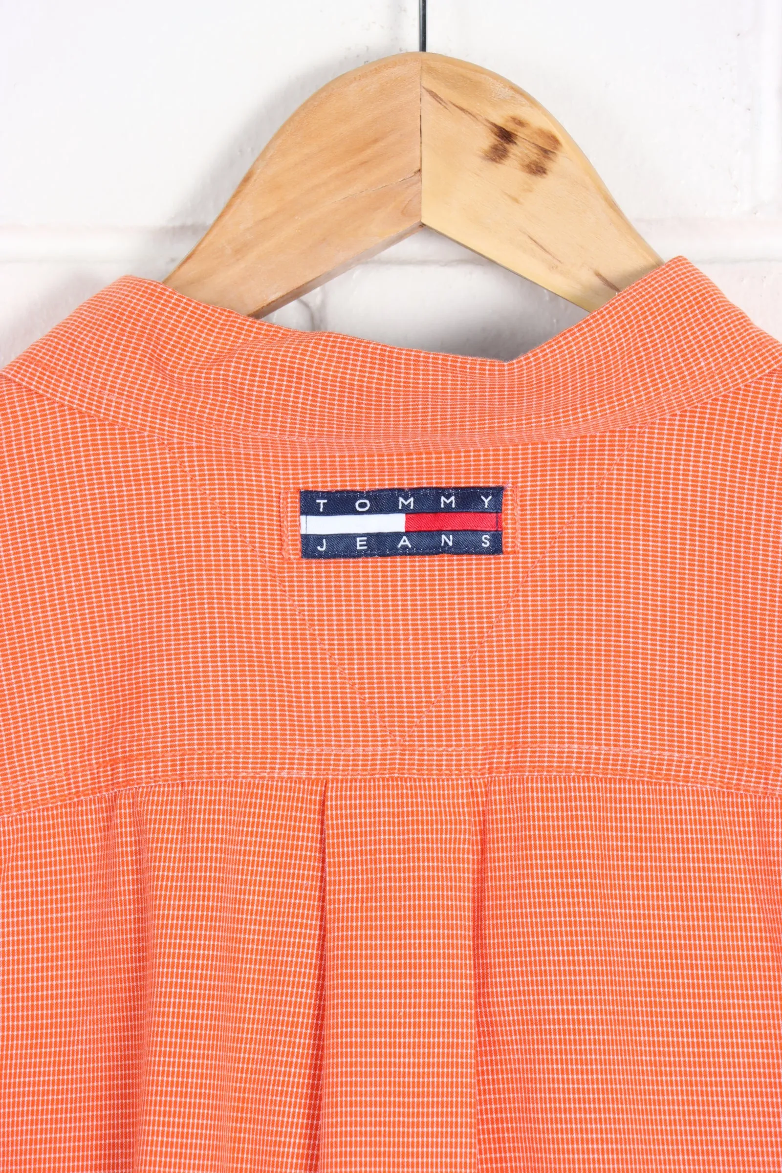 TOMMY HILFIGER Box Logo Pocket Detail Orange Short Sleeve Shirt (XL)