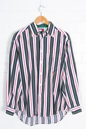 TOMMY HILFIGER Embroidered Crest Striped Long Sleeve Shirt (L-XL)