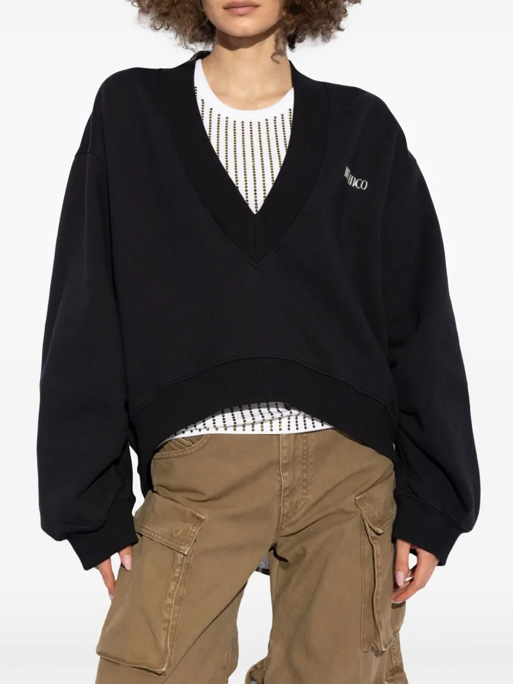 V-NECKED COTTON SWEATSHIRT