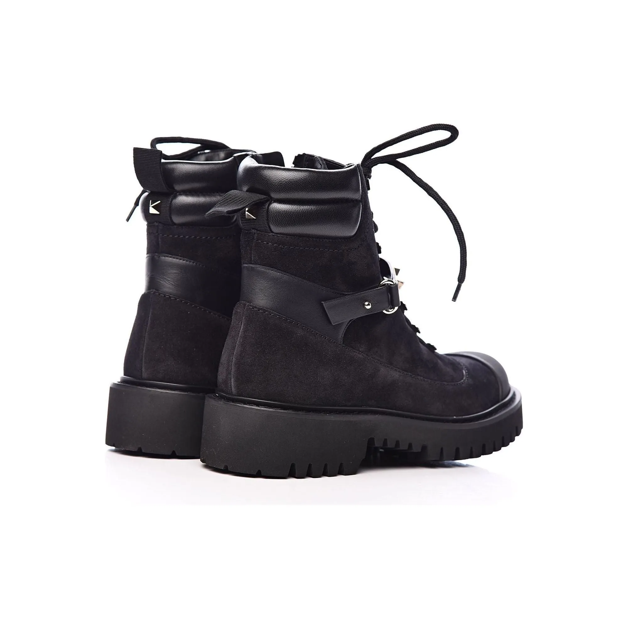 VALENTINO - Suede Cap Toe Rockstud Combat Boots