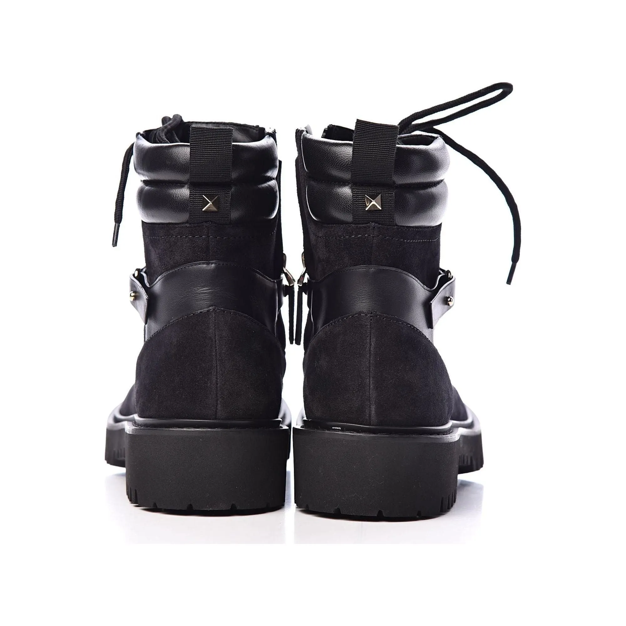 VALENTINO - Suede Cap Toe Rockstud Combat Boots