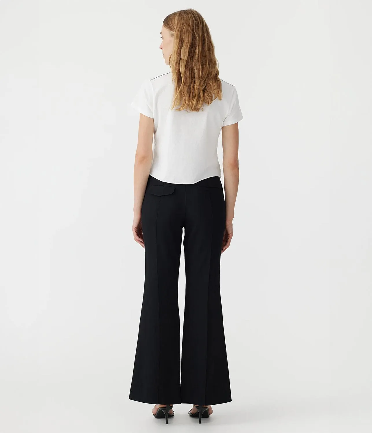 VISCOSE TWILL FLARED PANT- BLACK