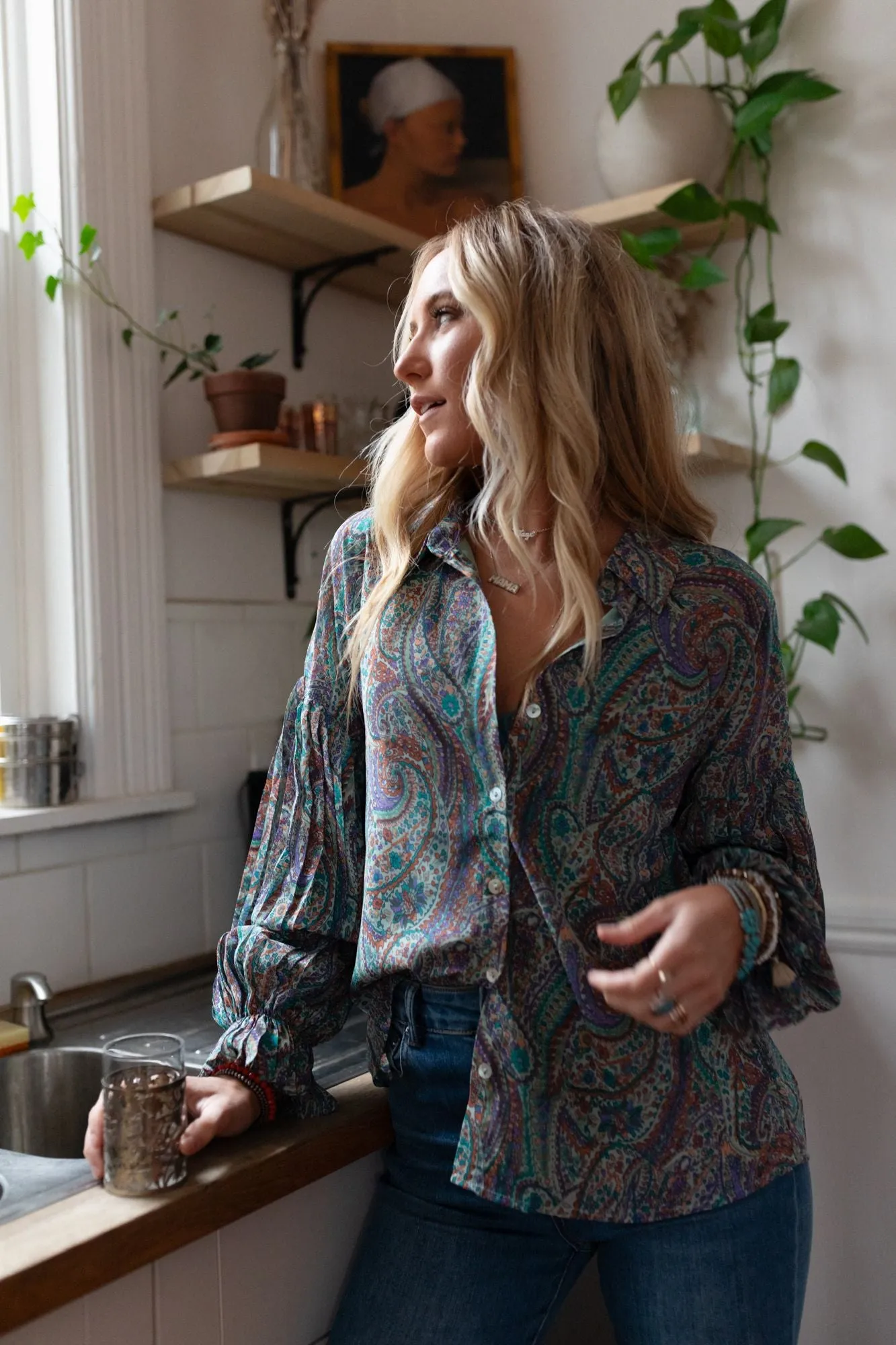 Whimsical Paisley Top - Green