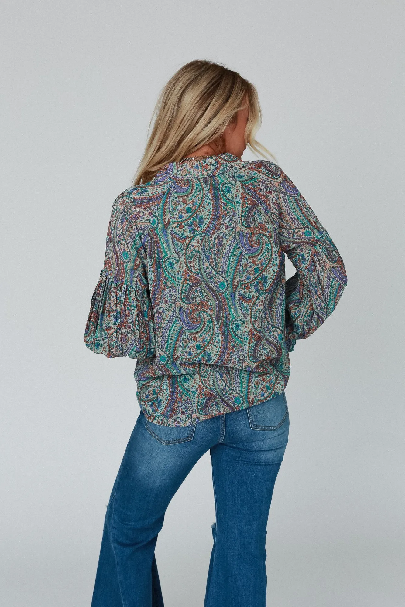 Whimsical Paisley Top - Green