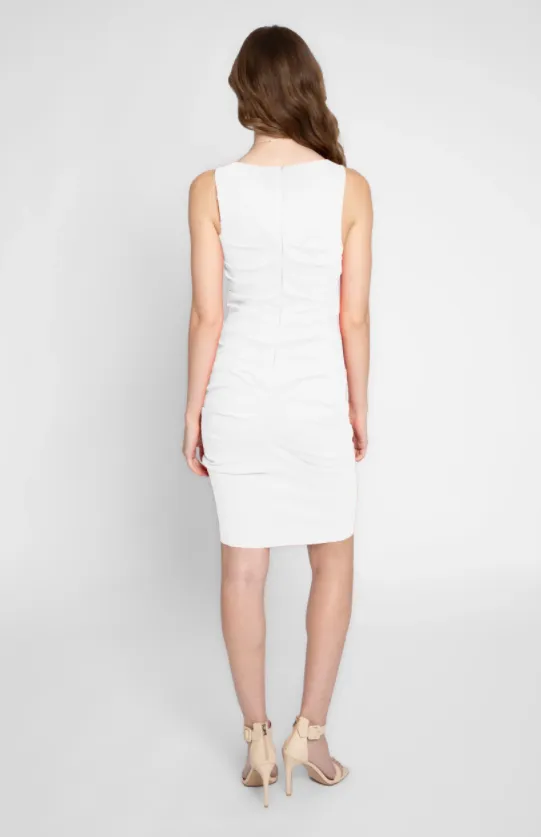 White Stretch Scoop Neck Lauren Dress