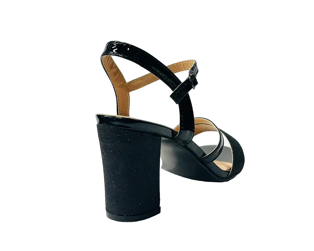 Women's Glitter Block Heel Ankle Strap Shoes