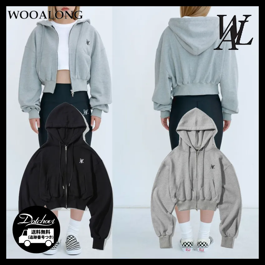 WOOALONG  |Street Style Medium Logo Hoodies & Sweatshirts