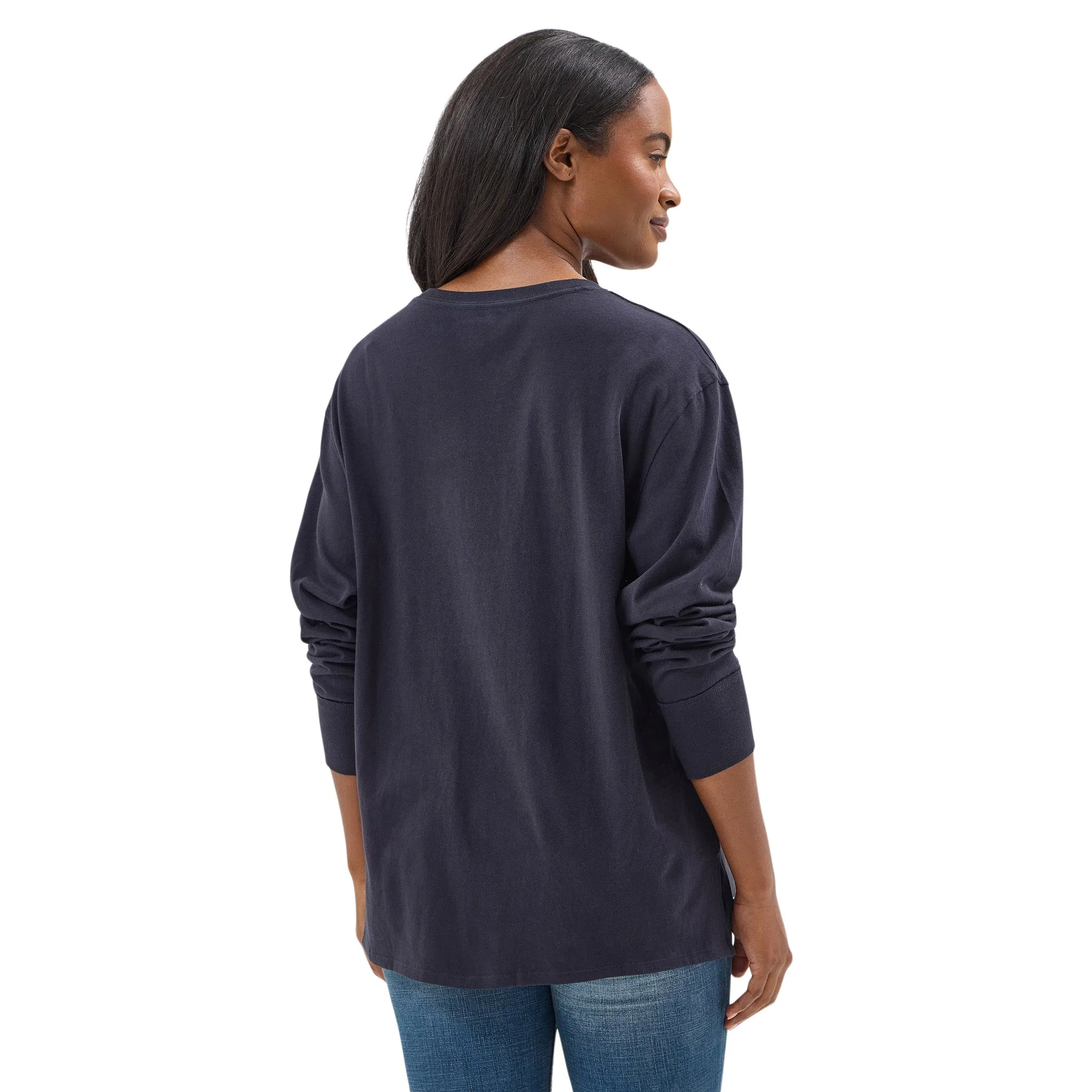 Wrangler Women's Navy Long Sleeve Steer Skull