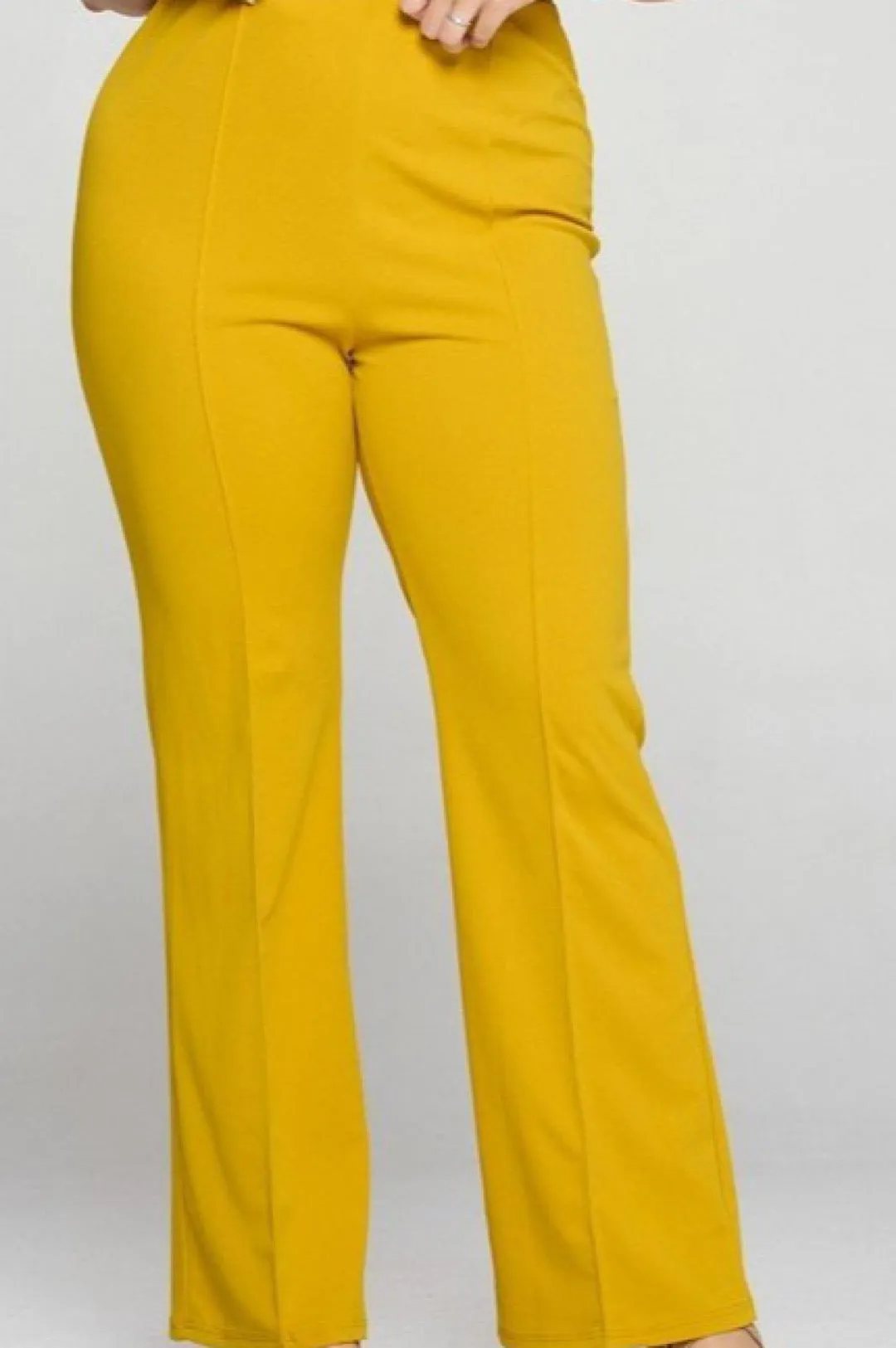 Yellow or Black Techno Crepe Front Seam Pants