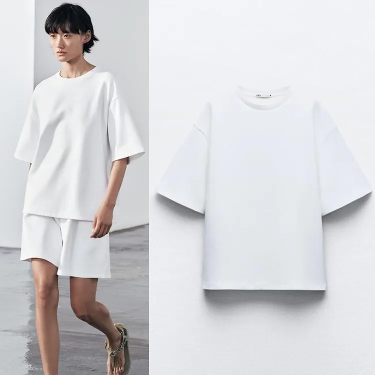 ZARA  |Cotton Short Sleeves Co-ord Hoodies & Sweatshirts